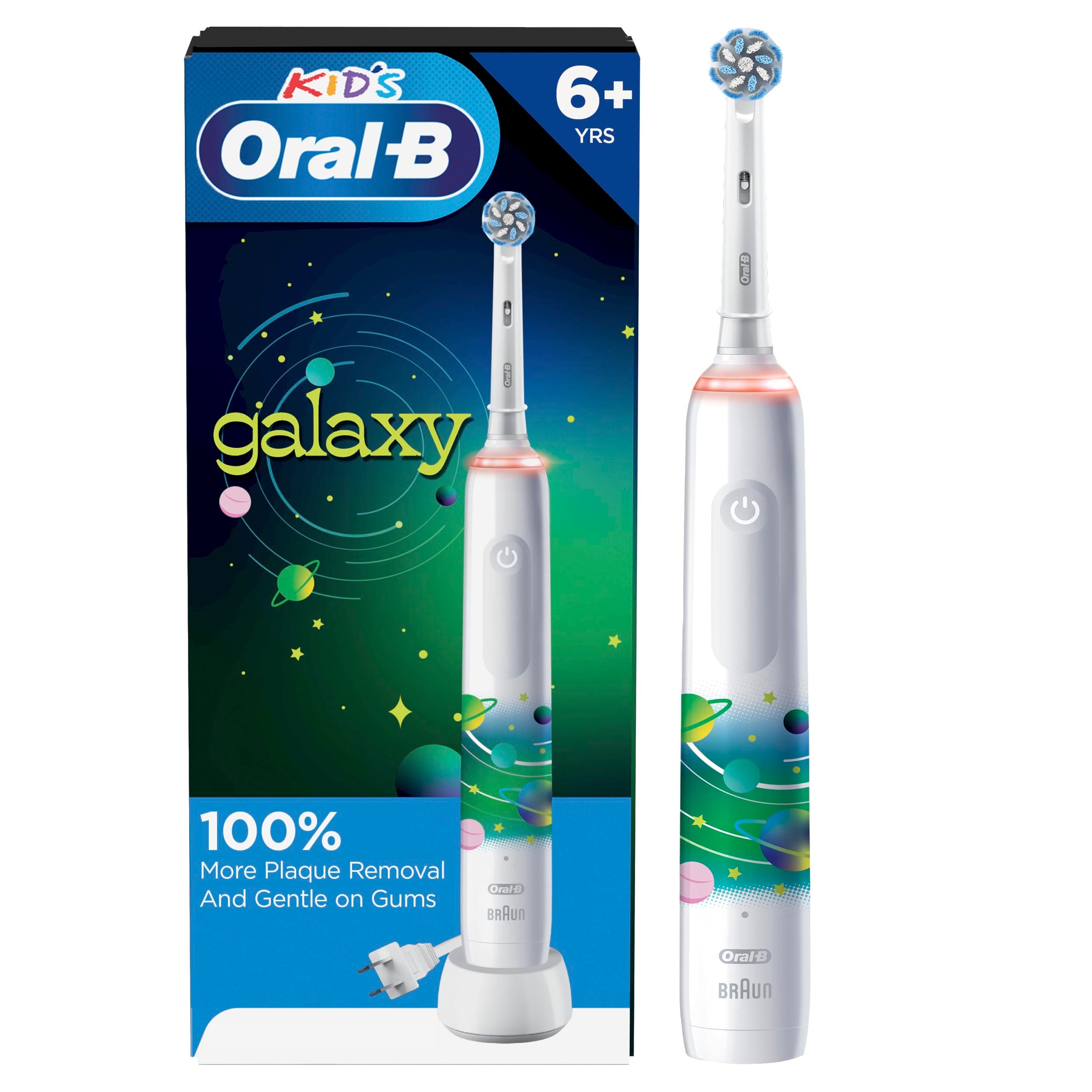 Oral-B Kids Electric Toothbrush with Coaching Pressure Sensor and Timer, for Kids 6+, Includes 2 Brush Heads