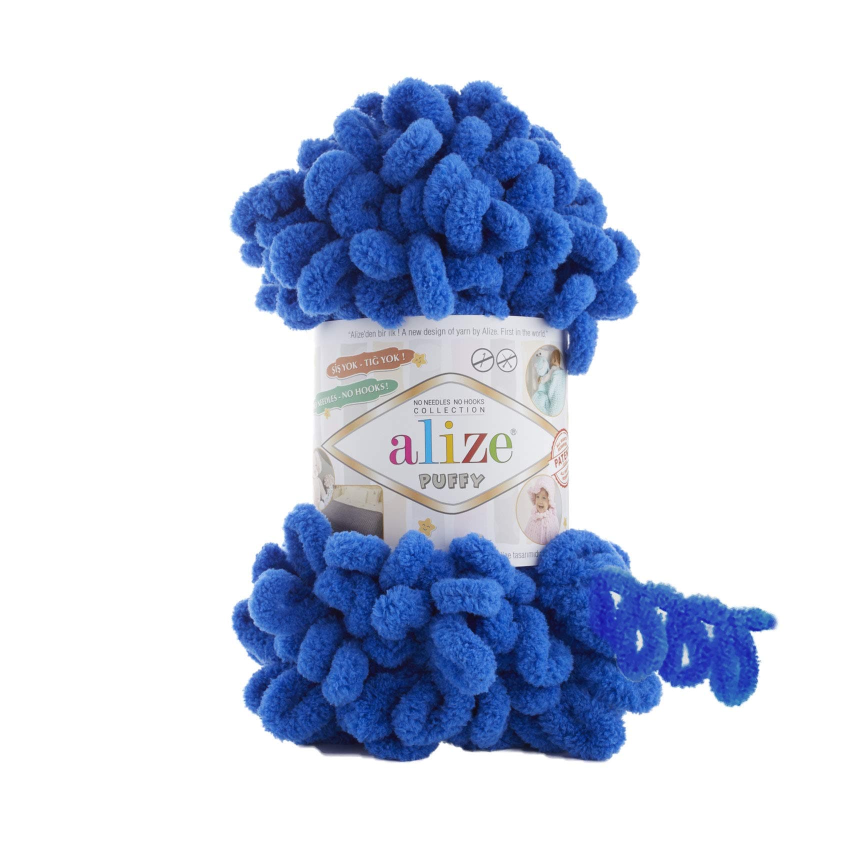 Alize Puffy Knitting Yarn 100 g, Patented Innovation, Loop Knitting without Needles, Colour: 141 Royal Blue