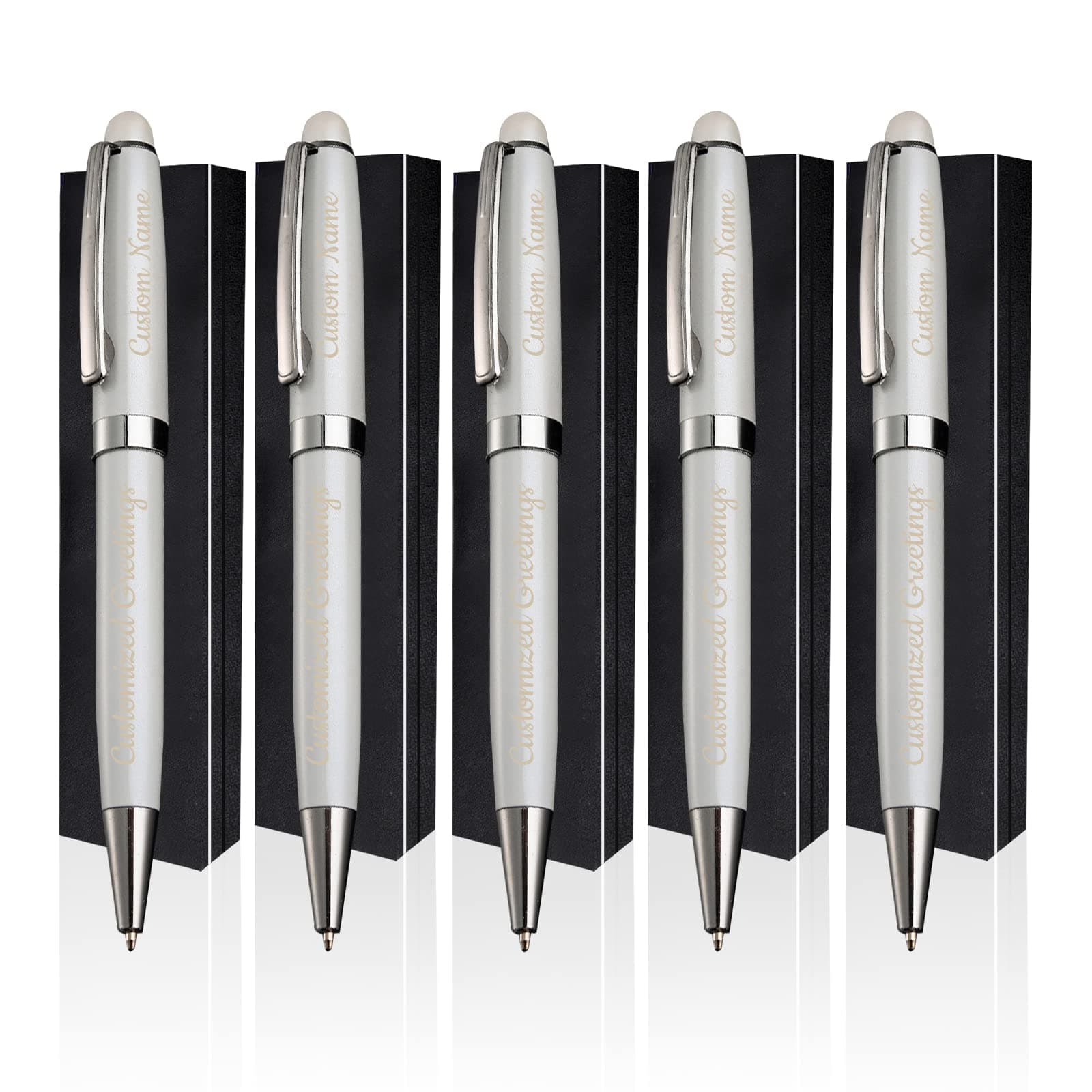 JIAWEI Customized personalized office ballpoint pens - engraved with team name, phone number, slogan perfect for bank, office, executive business hotel lobby 5pcs/set