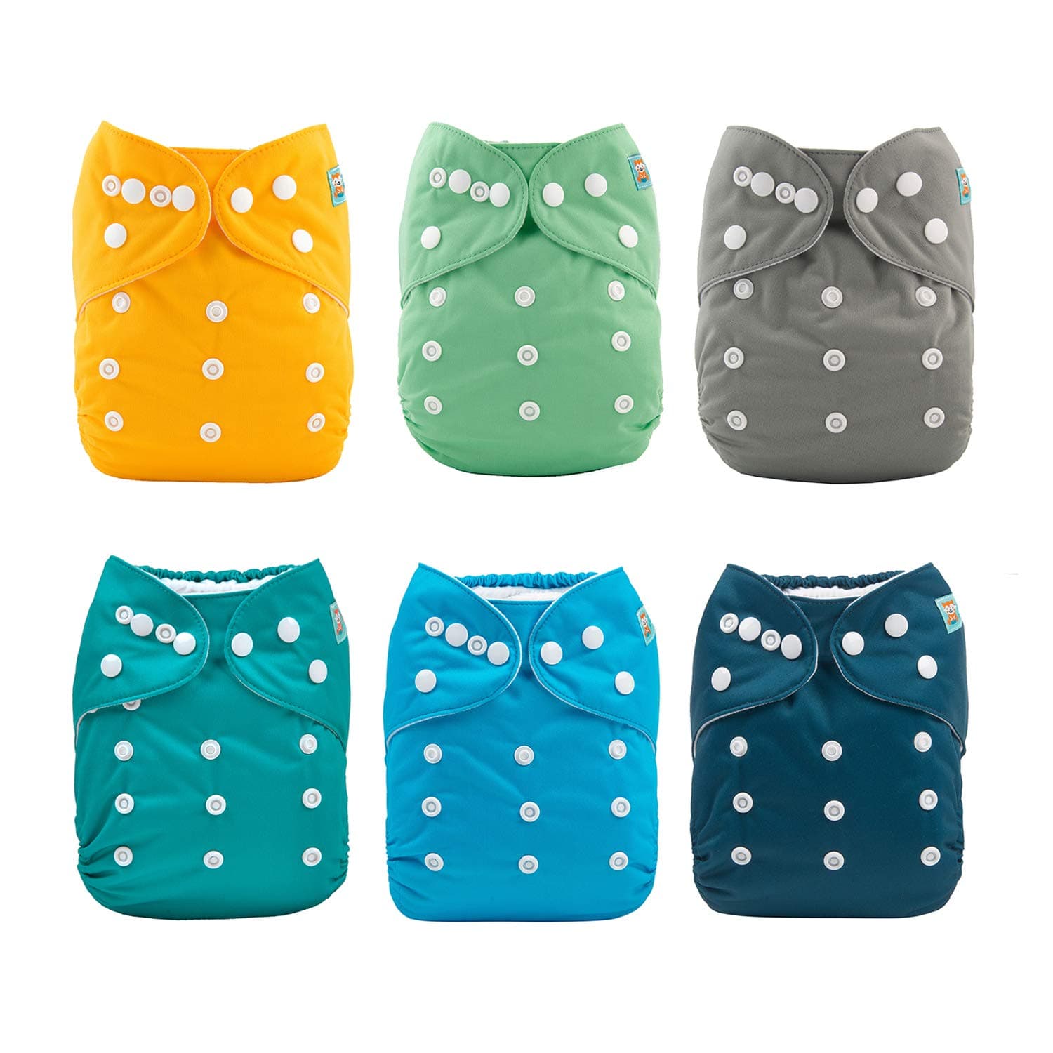 ALVA 6 Pack Cloth Diaper with 12 Inserts One Size Adjustable Washable Reusable Diaper Cover for Baby Girls and Boys