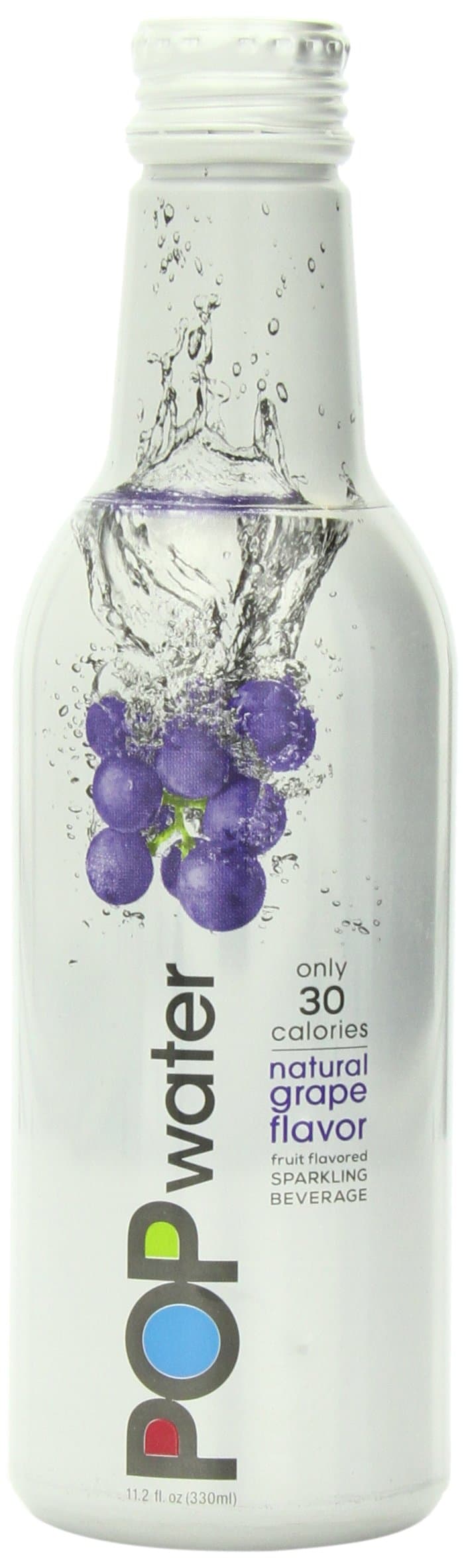 POPwater Sparkling Fruit Flavored Beverage, Grape, 11.2 Ounce (Pack of 12)