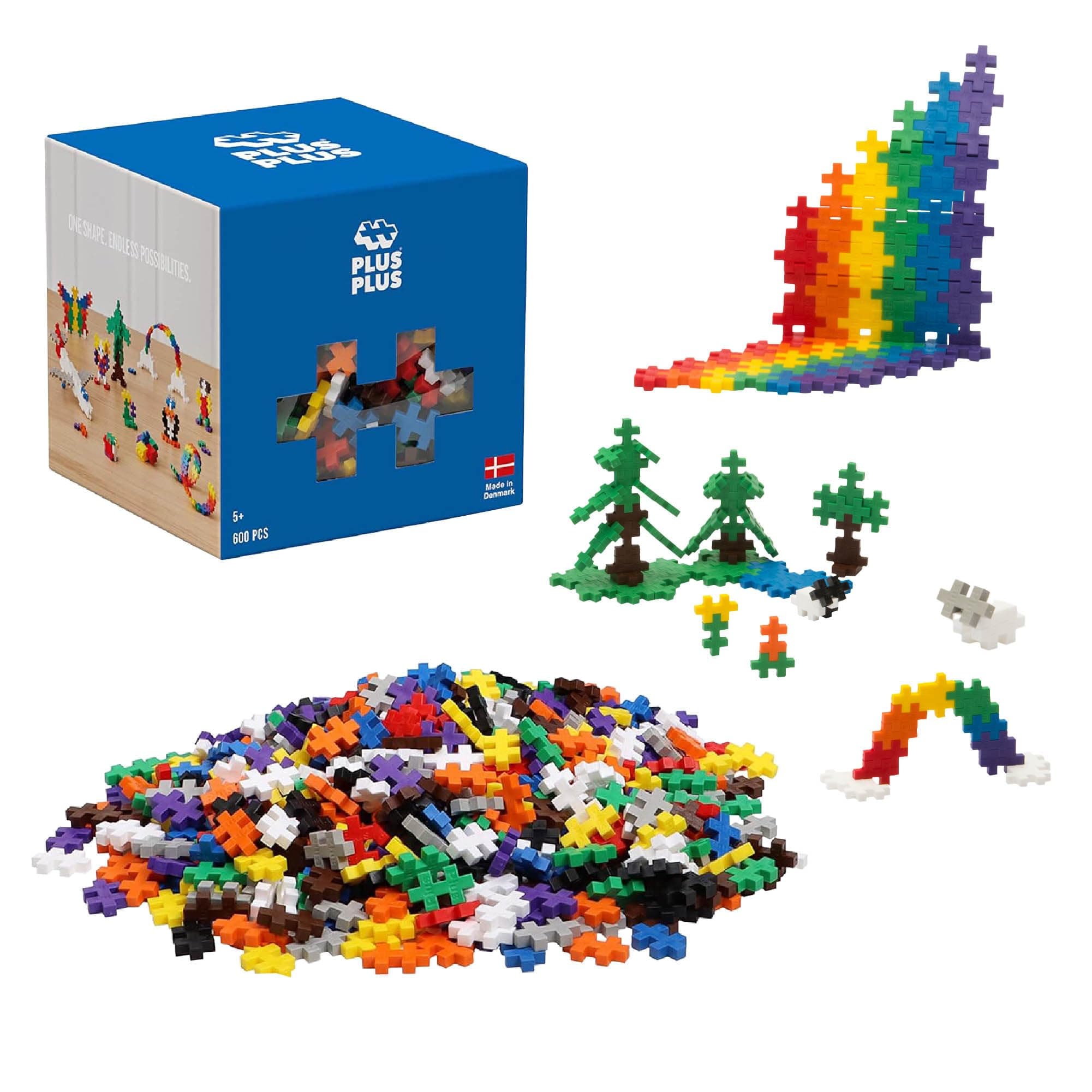 PLUS PLUS - Open Play Set - 600 Piece - Basic Color Mix, Construction Building Stem Toy, Interlocking Mini Puzzle Blocks for Kids