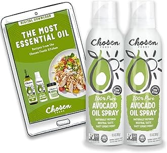 Chosen Foods 100% Pure Avocado Oil Spray, Keto Diet Friendly, Kosher Cooking Spray for Baking, High-Heat Cooking and Frying (13.5 oz, 2 Pack) + Recipe eBook