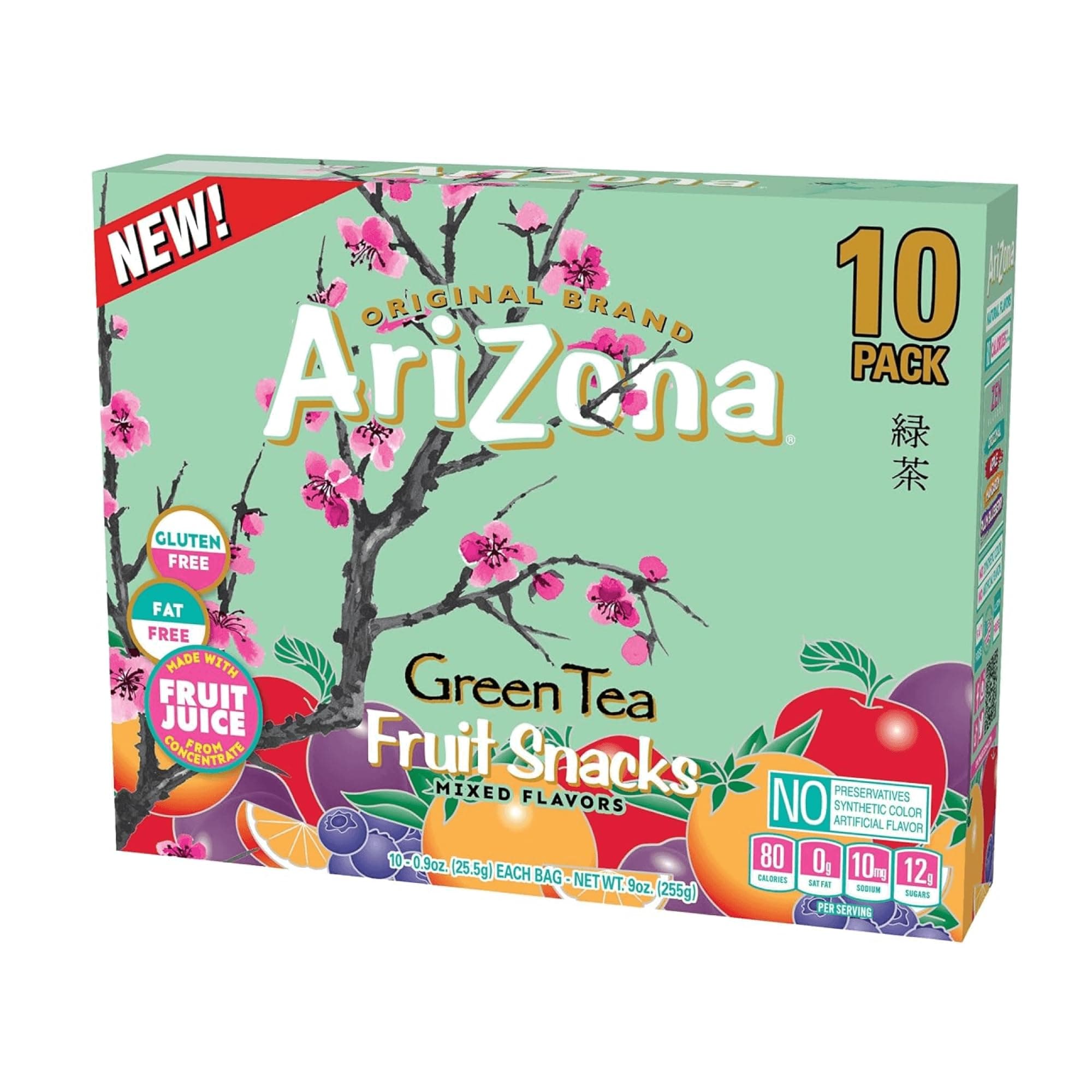 Iced Tea Fruit Snacks, Green Tea - 0.9 oz, 10 count Box