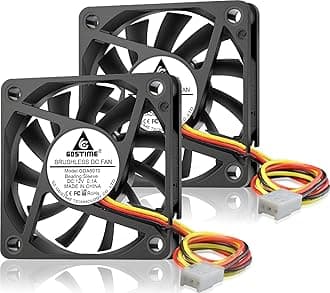 60mm 12V Fan 3 Pin, Ultra-Thin 60x60x10mm DC Brushless Computer Case Cooling Fan for NAS, DVR, 3D Printer Power Supply, Mini ITX Build, CPU Coolers (2 Pack)