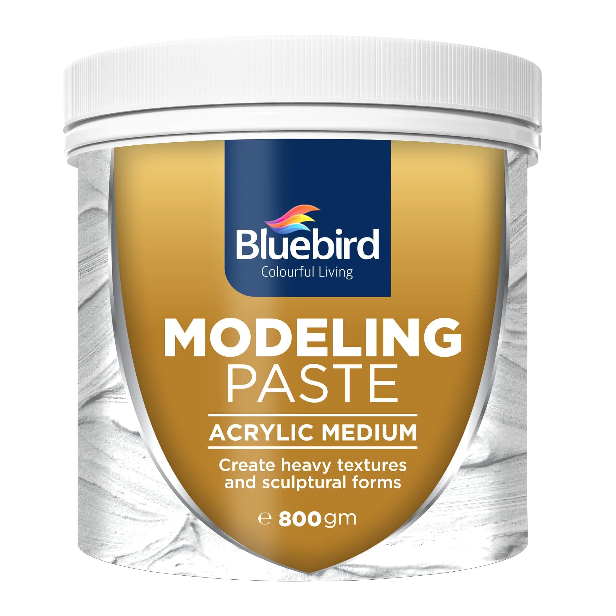 Bluebird Thick Modeling Paste White 28.2 Oz / 800gm - High Density, Acrylic Medium for Texture, Thickness, and Dimension Additive