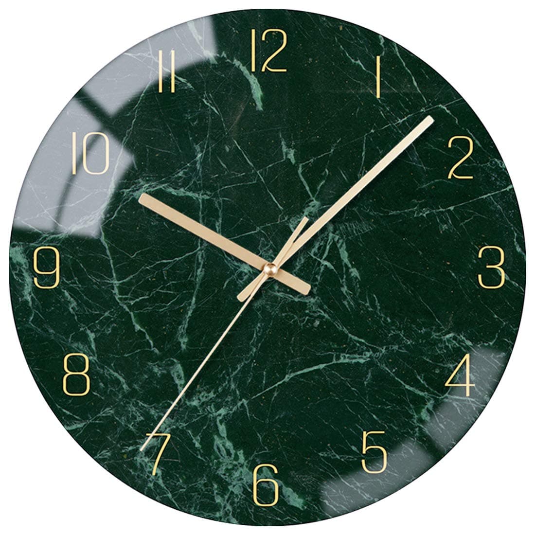 VIKMARI Glass Wall Clock Silent Non Ticking Wall Clock- 12 Inch Quality Quartz Battery Operated Round Easy to Read Home/Office/Classroom/School Clock (Dark Green)