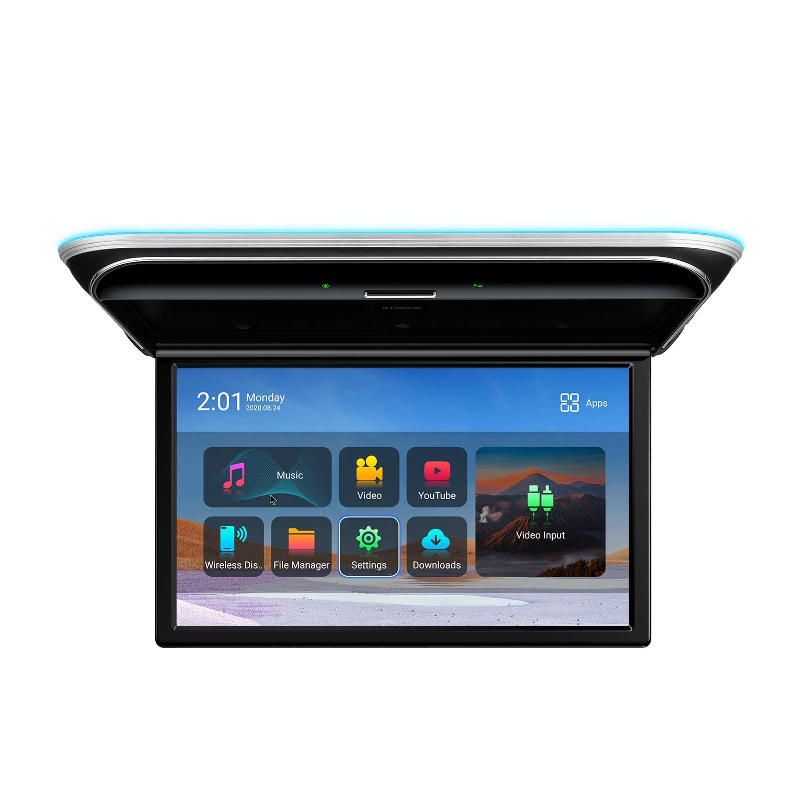 17.3" Wide Android Car Ceiling Player, 8K IPS Screen, Ceiling Mount Monitor with Built-in Stereo Speakers, Support for Bluetooth 5.0, WiFi, HDMI,