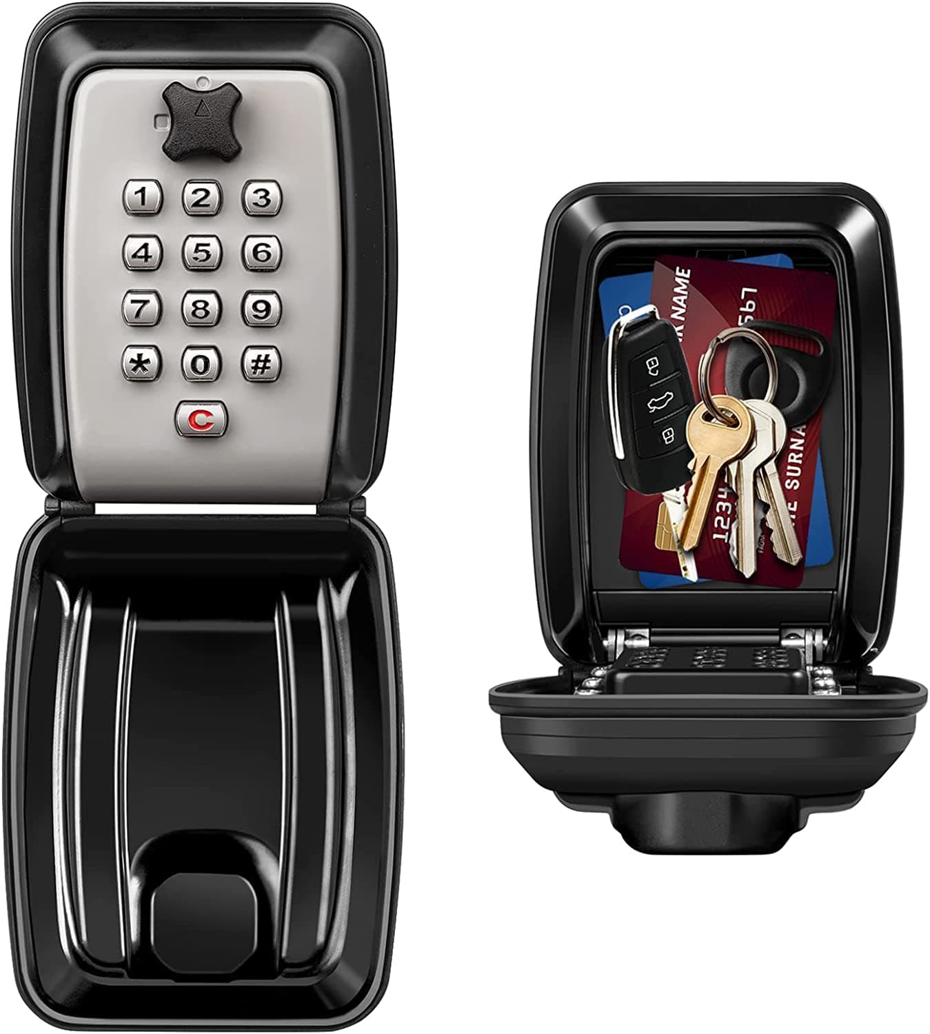 Key Safe with Password Wall Mounted, Key Lock Box Large with Resettable 12-Digit Combination Security Key Box Weatherproof for Outdoor Indoor, Storage Box for Home Garage Office Spare Keys (Black)