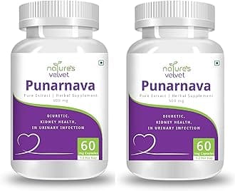 Natures Velvet Lifecare Punarnava Pure Extract 500 mg, 60 Veggie Capsules - Pack of 2