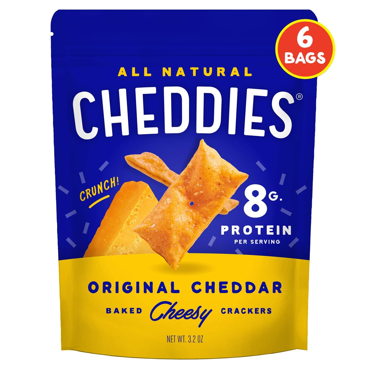 Cheddies, All Natural Protein Packed Cheddar Crackers, Cheddar Cheese, 4.5 Ounce, (Pack of 6), 8g Protein, Low Carb…