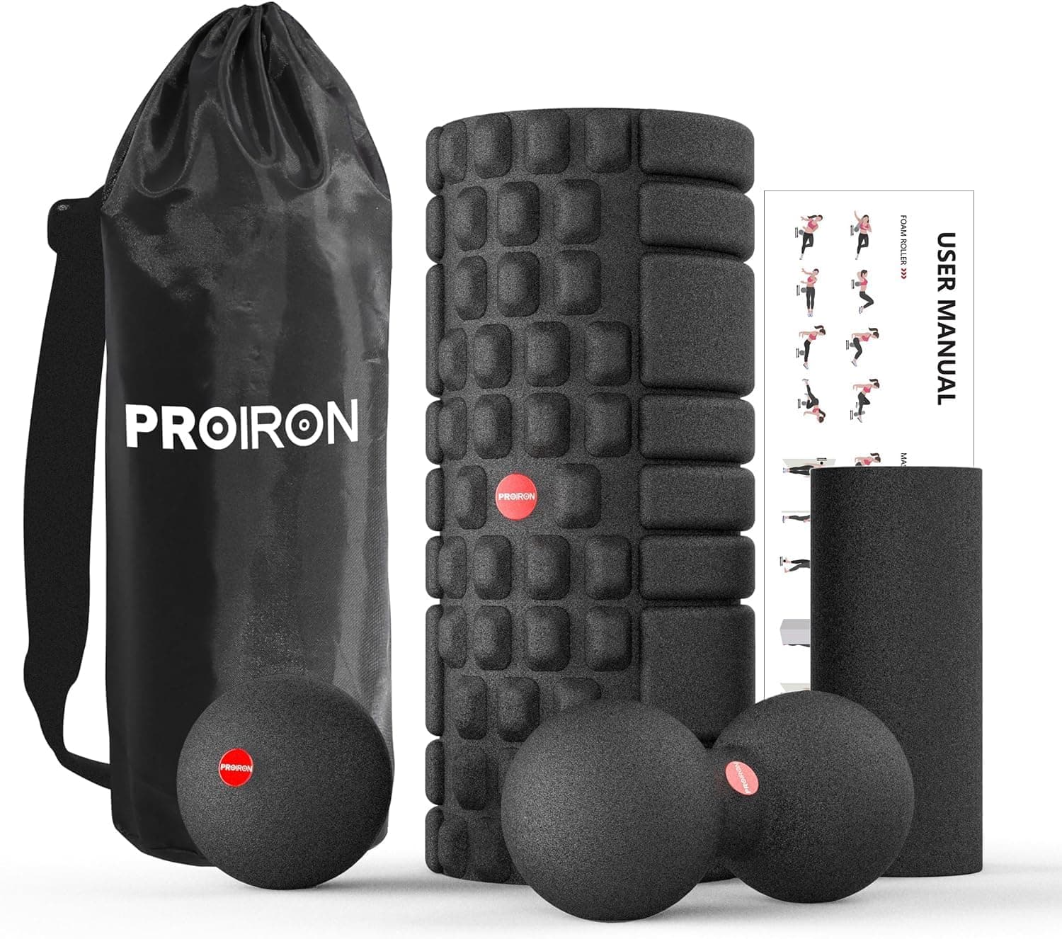 PROIRON Foam Roller Set 5 in 1 Deep Tissue Muscle Massage, Trigger Point Massage Roller, Lacrosse Ball, Mini Roller, Peanut Ball, Fitness Exercise Roller for Pilates, Yoga, Physio, Back, Legs Therapy