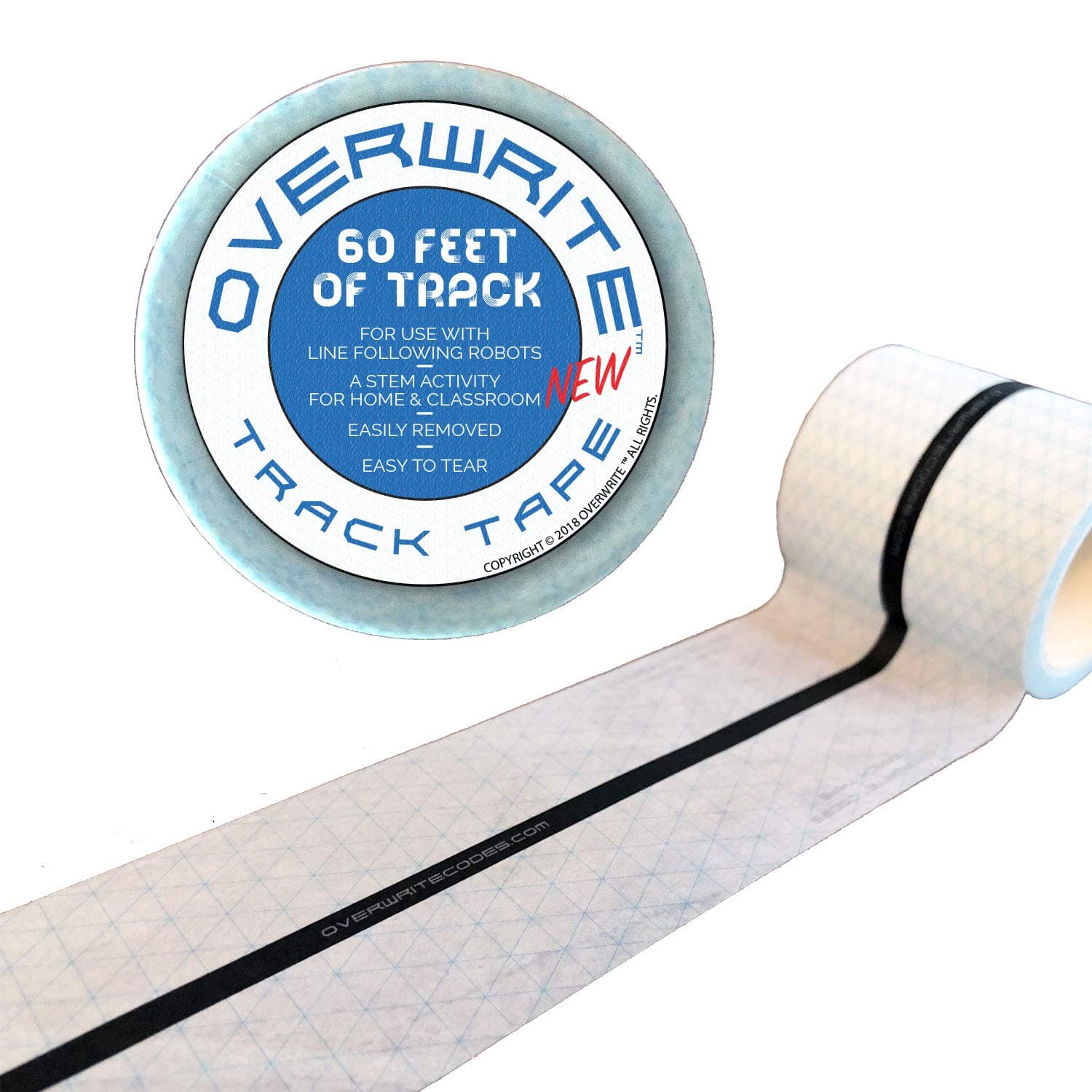 overwrite Track Tape for use with Ozobot and inductive line Following Cars and Robots (3-Roll Pack)