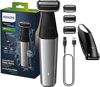Bodygroom BG5021/15 | Showerproof Groin & Body Trimmer | Body Shaver, 3-Length Combs | 60min Cordless, Skin Protection, Back Reach Attachment