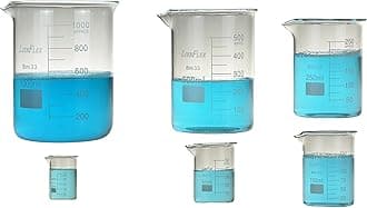 Borosilicone Glass 3.3 Griffin Beakers Set 1000ML 500ML 250ML 150ML 50ML 25ML Pack of 6