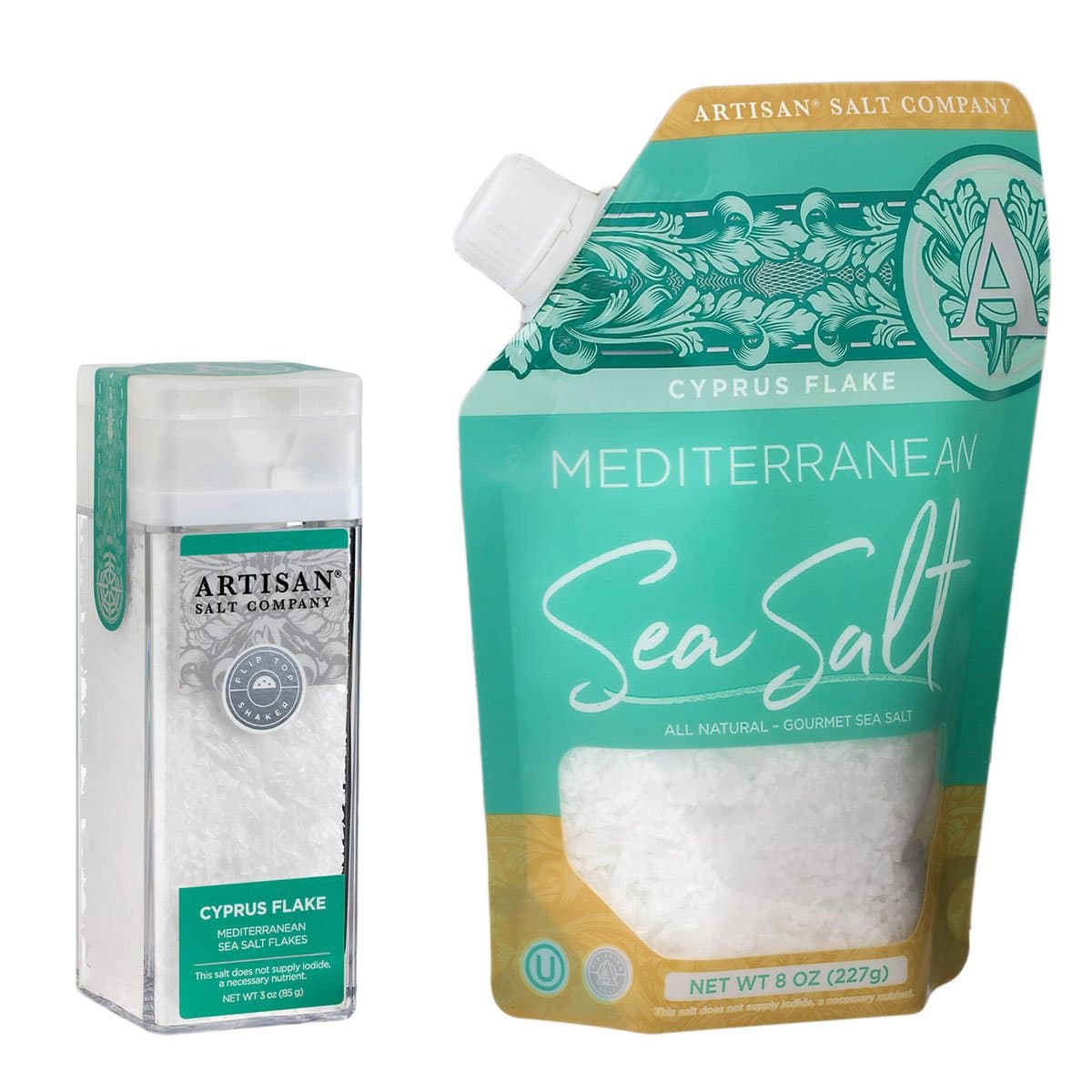 Cyprus Flake - Mediterranean Sea Salt Flakes - Shaker/Refill Bundle - 11 oz. Total
