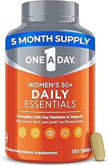 One A Day Multivitamin for Women 50+ Daily Essentials | Vitamins for Women 50 Plus to Support Eye, Immune Health & Physical Energy | Women's Multivitamin with Vitamin C & Vitamin D, 150 Count