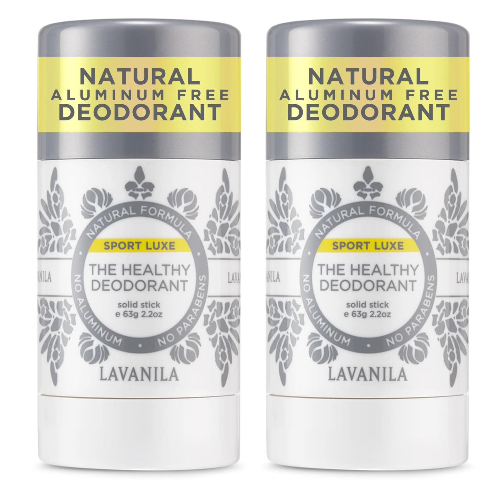 Lavanila Sport Luxe (2-Pack) Aluminum-Free Solid Stick Deodorant for Men & Women - Vegan, Clean, and Natural (2.2 Ounce Each)