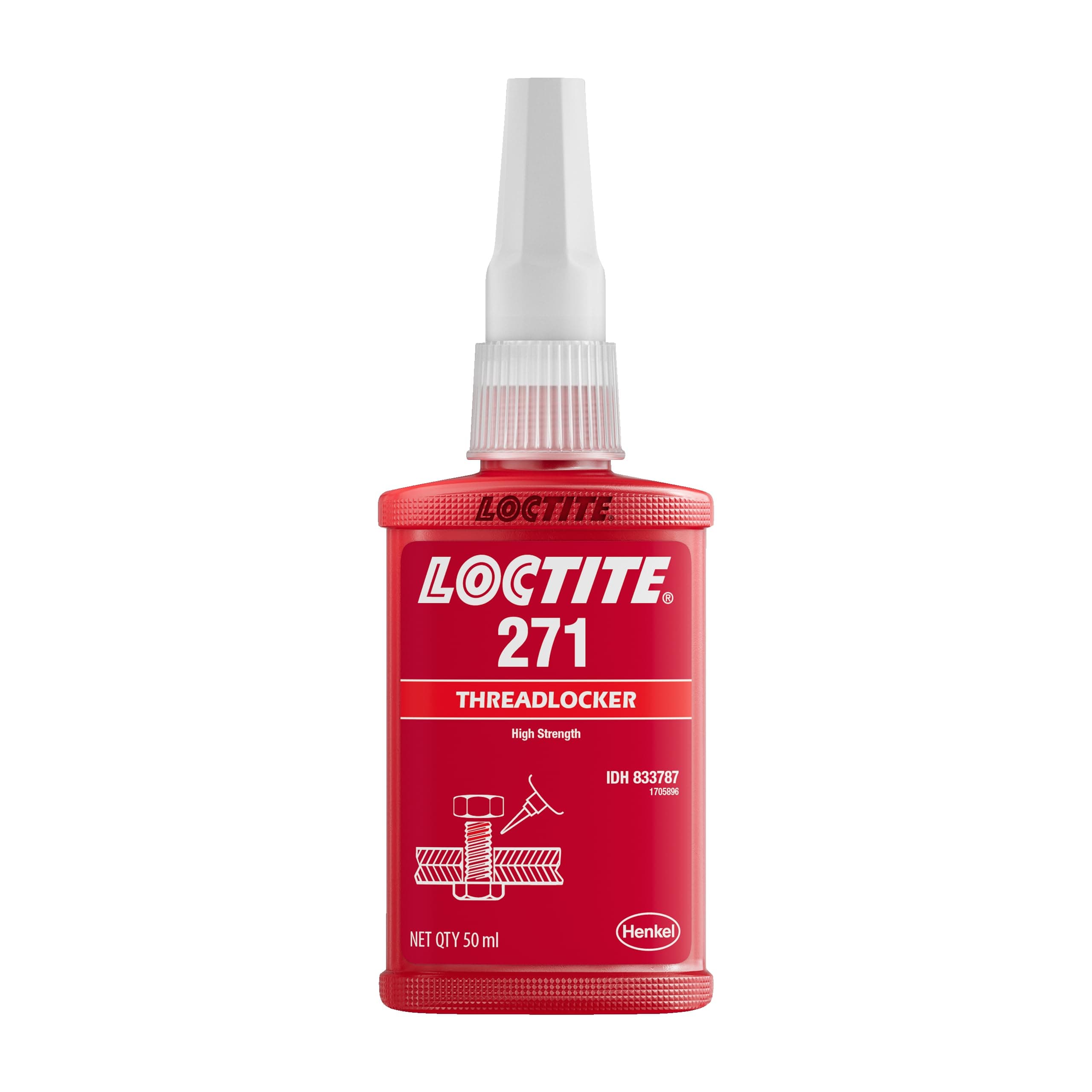 Threadlocker Red 271 locks, seals threaded fasteners permanently, prevent loosening from vibration, great for engines, machinery, vehicles for valve covers, water pumps, and alternators(50ml)