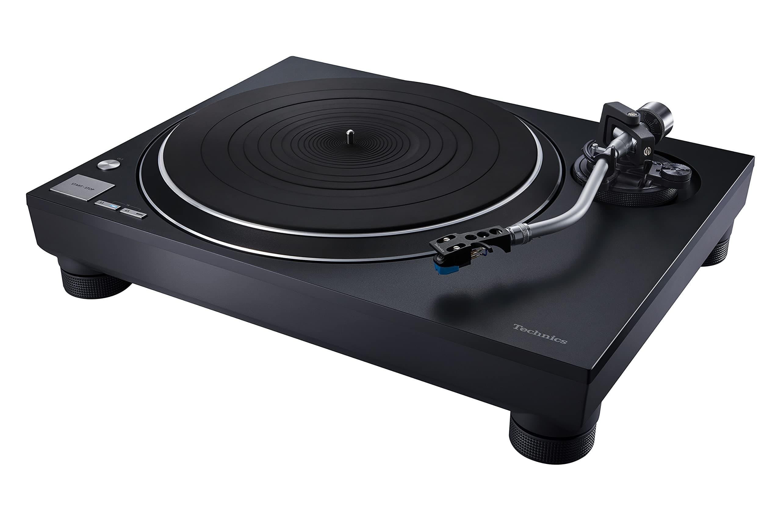 SL-100C Direct Drive Turntable System, Vinyl Player, AT-VM95C Cartridge, Auto Lifter, 3 Speed, Dust Cover, PHONO Cable, Black