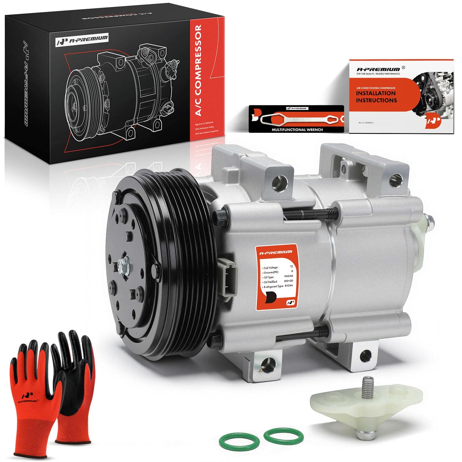 Air Conditioner AC Compressor with Clutch Compatible with Ford Ranger 3.0L 2002-2008, Mazda B3000 3.0L 2002-2008