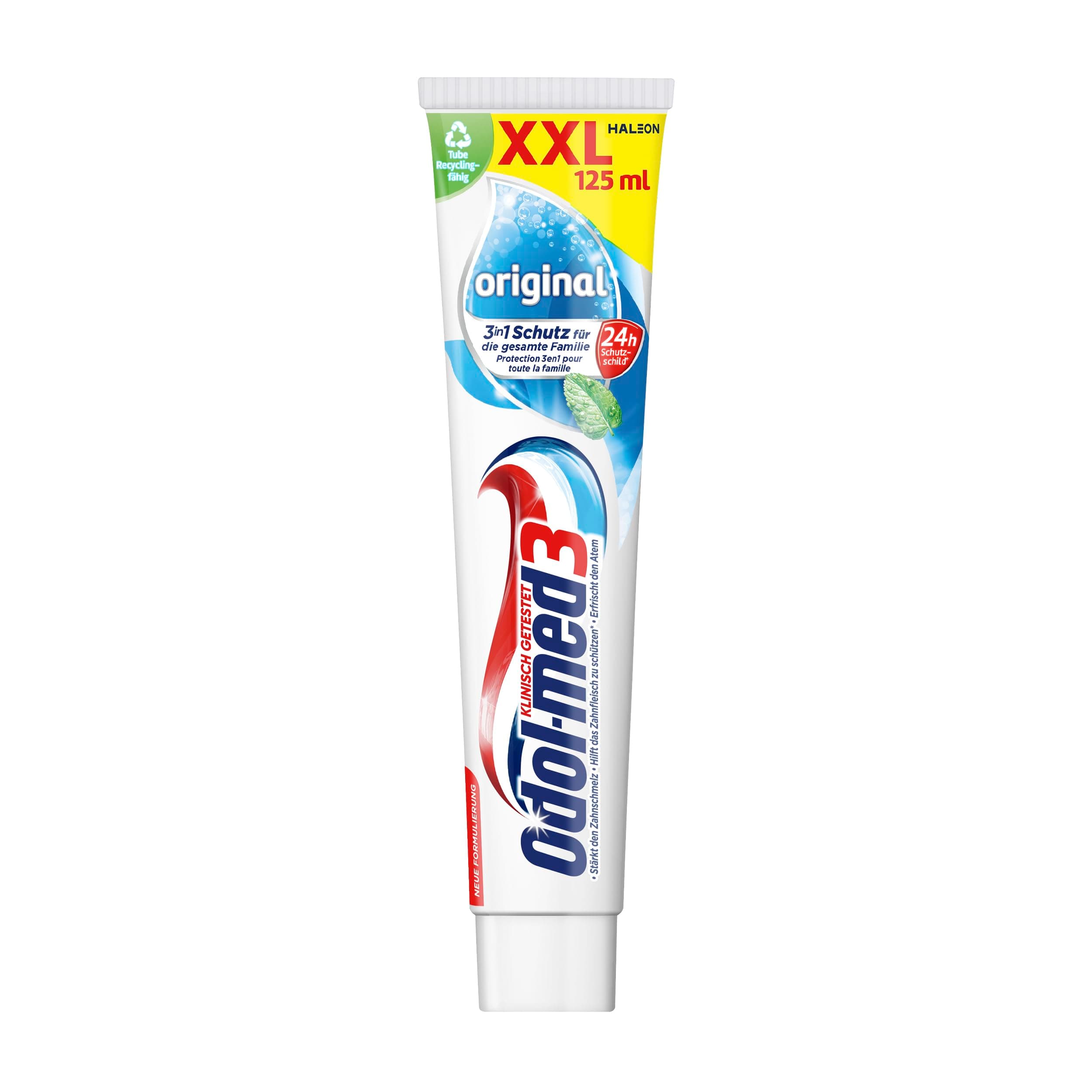 Odol-med 3 Original Toothpaste with 3-in-1 Protection for Strong Teeth, Healthy Gums and Fresh Breath, 125 ml Toothpaste