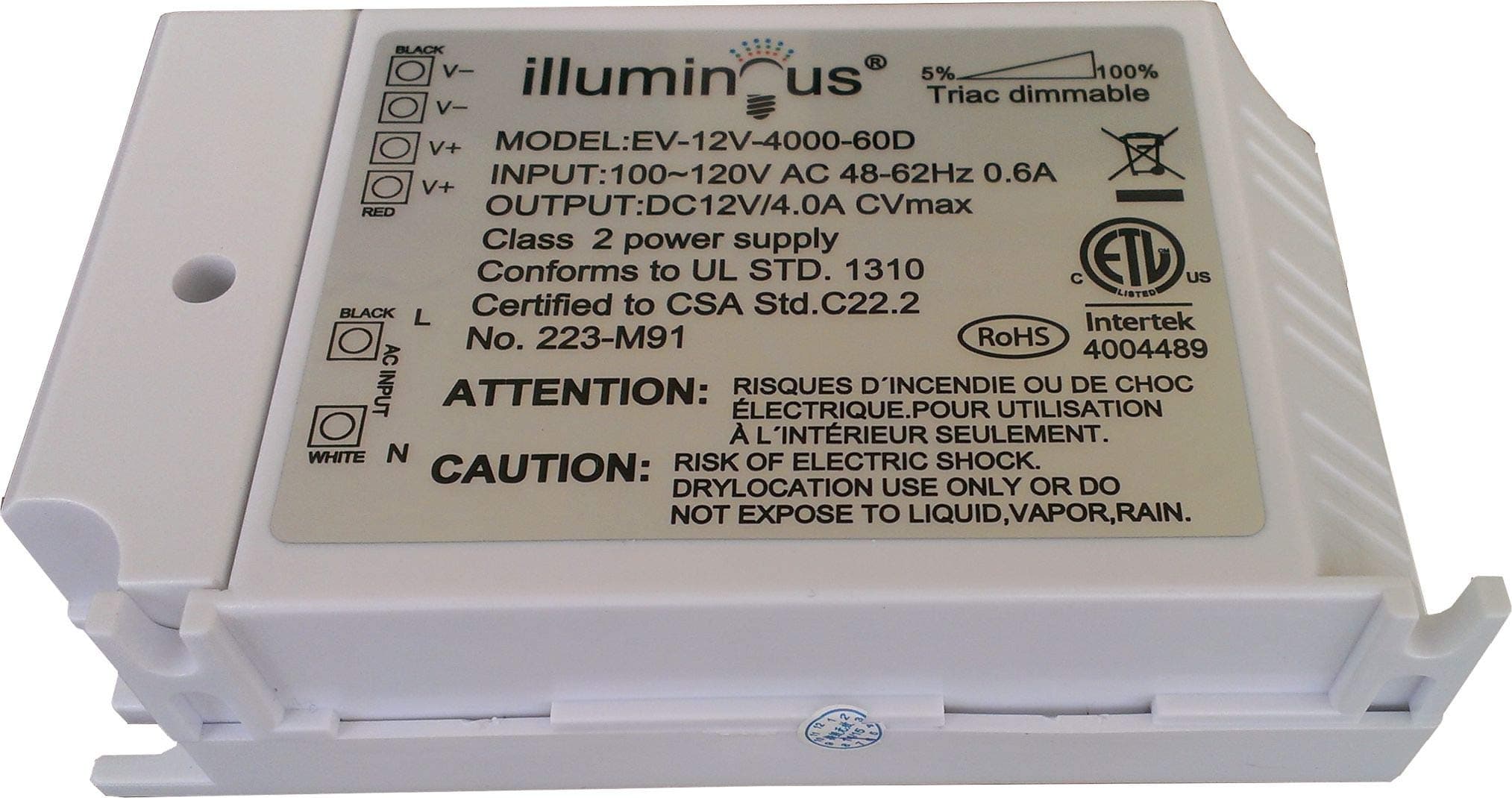 12V 48W Dimmable CV DC LED Driver Transformer ETL Approved