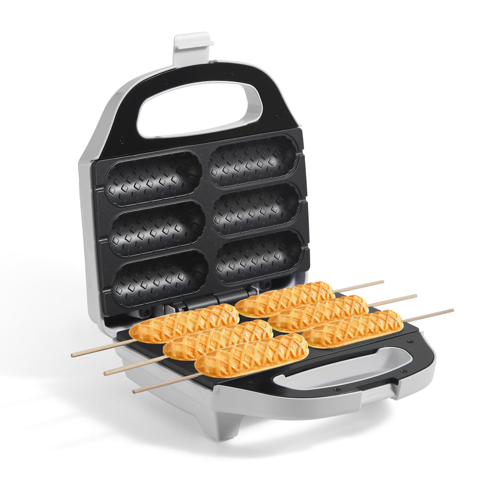 corn dog waffle maker, hot dog waffle maker with non-stick coating plate, toaster for making 6 corn dogs, waffle maker for corn dogs in