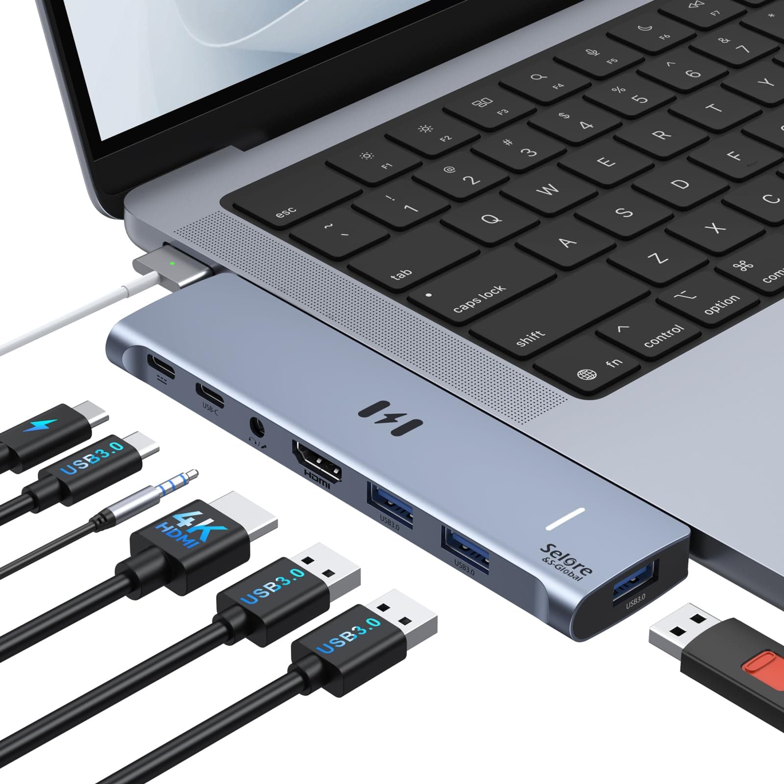 USB C Adapter HDMI Hub for MacBook Pro/Air M1 M2 M3 2024 2023 13" 15" 16",Mac USB Adapter 7-in-2, MacBook Accessories with HDMI,Thunderbolt 3, USB C and 3 A 3.0 Data Ports, 3.5mm Audio