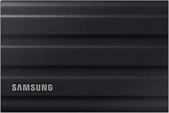 SamsungT7 Shield Portable SSD 4TB USB 3.2 Gen2 External SSD, Black, Up to 1,050MB/s, Rugged, IP65 Water & Dust Resistant, for Photographers, Content Creators and Gaming, Mac Compatible, MU-PE4T0S