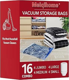 Vacuum Storage Bags with Electric Air Pump 16 Combo (4 Jumbo/4 Large/4 Medium/4 Small), Plastic Packaging Bags,Travel Vacuum Bags For Luggage,Clothes, Pillows, Comforters, Blankets, Bedding