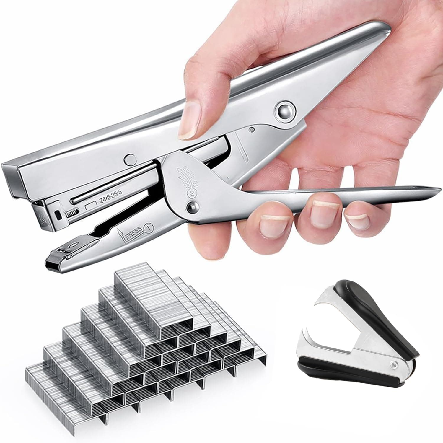 Stapler Plier Stapler with 1000 Staples and Remover Set 20 Sheets Capacity Full Desktop Office Size Work