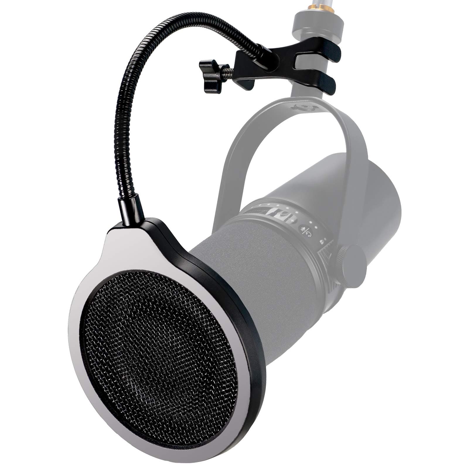 Shure MV7 Pop Filter - 4 Inch 3 Layers Metal Windscreen with Flexible 360° Gooseneck Clip Mic Mask Shield for Shure MV7 by YOUSHARES