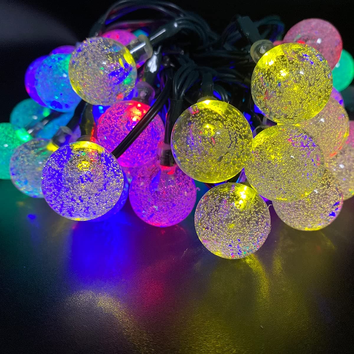 LED Solar Powered String Outdoor Lights Waterproof 23ft 50 LED Solar Powered Crystal Ball Decorative Lights with 8 Modes for Garden, Patio, Yard, Home, Christmas Tree, Parties(Multi-Color)