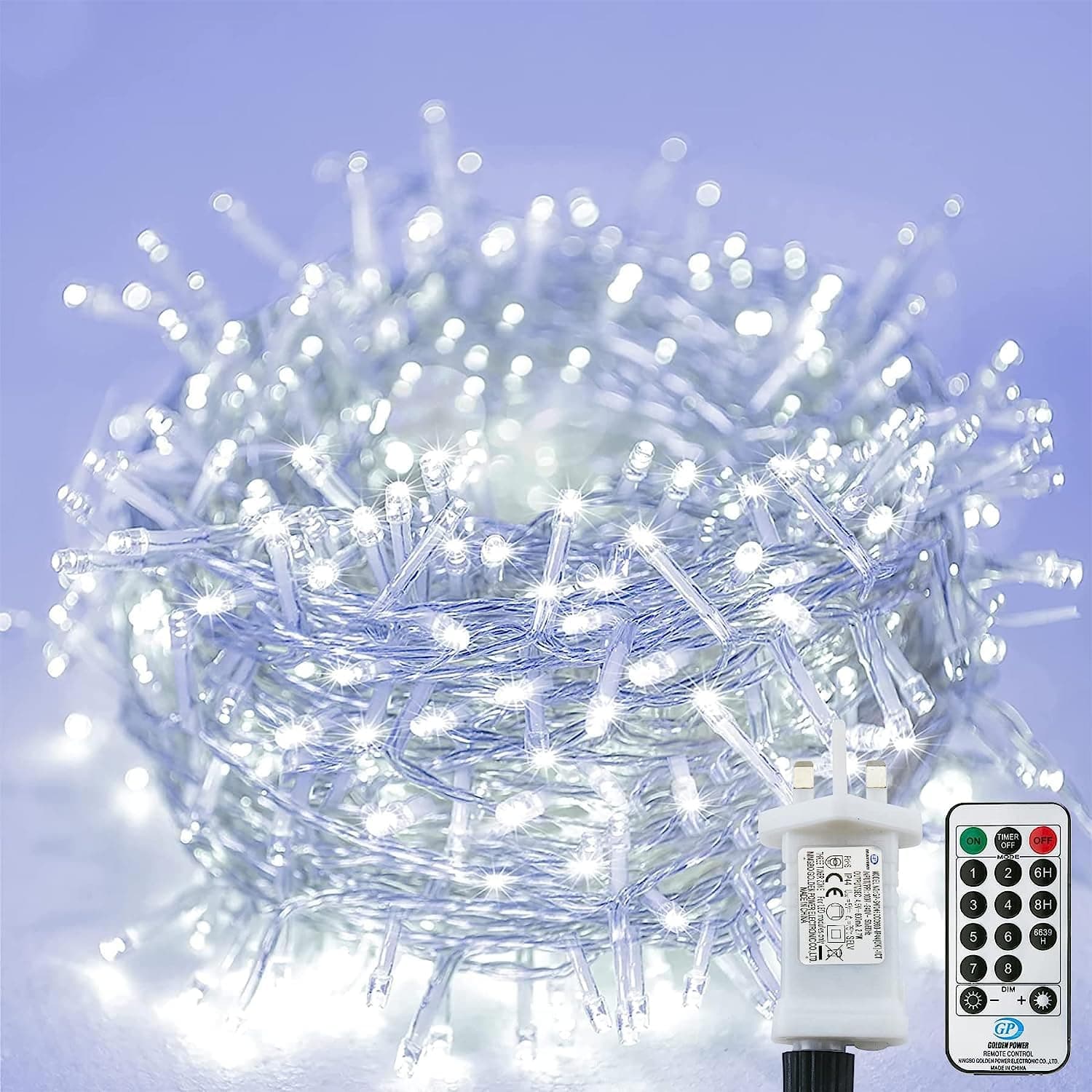 String Lights Plug in,25M/82ft 220LED Fairy Lights Main Poweed,8 Modes Garden Lights with Remote Control,Fairy Lights for Bedroom,Garden,Gazebo,Party,Christmas Decorations (Cold White) [Energy Class A+++]
