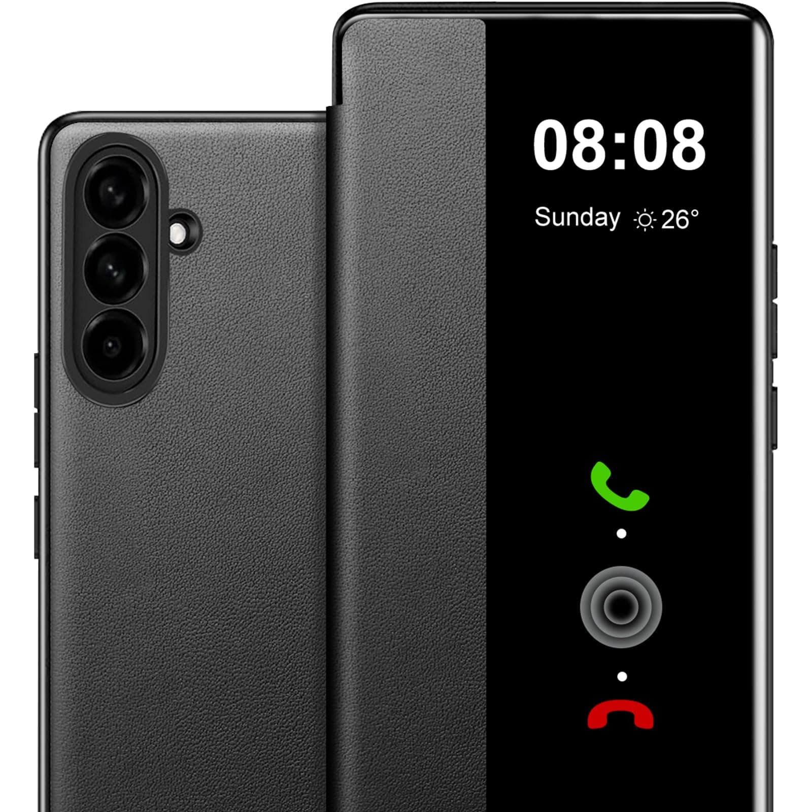 Case for Samsung Galaxy S26 Plus Case S View, Clear View Flip Folio PU Leather & Hard PC Phone Cases, Luxury Anti-Scratch Flip Case Cover for Samsung S26 Plus Smartphone (Black)