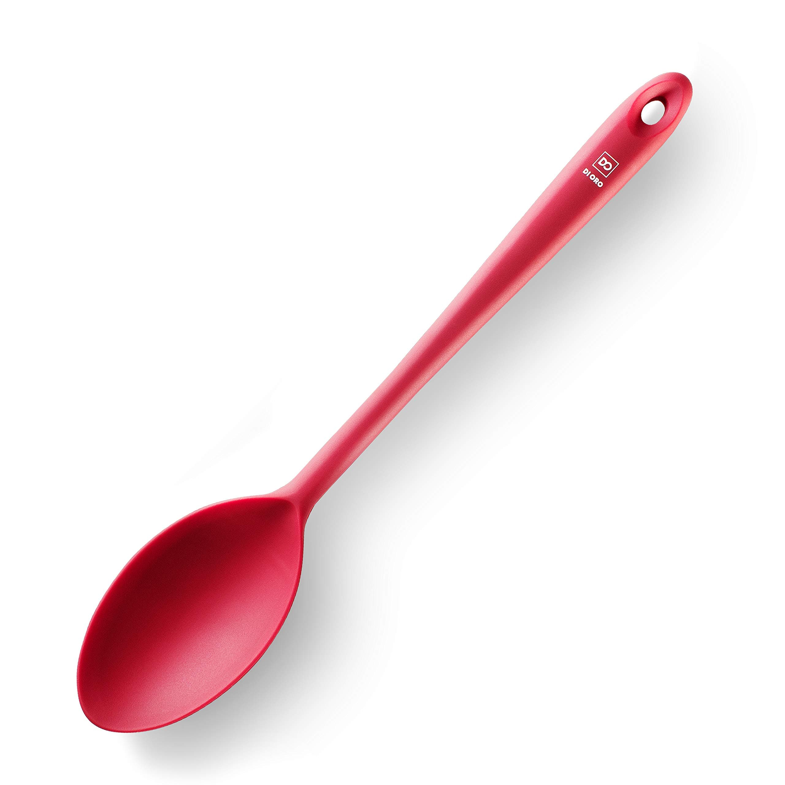 DI ORO® Seamless Series Solid Silicone Spoon - 315°C Heat-Resistant Rubber Non-Stick Kitchen Utensil for Mixing, Serving, Cooking and More - LFGB Certified and BPA Free Food Grade Silicone