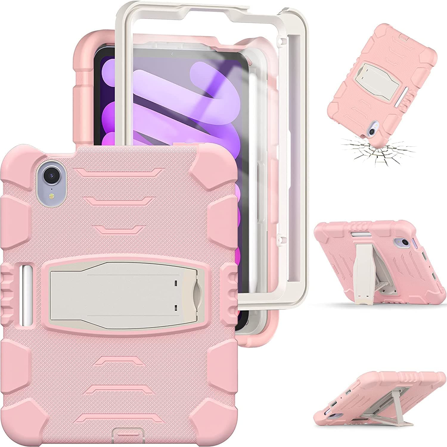 For iPad Pro12.9 (2020/2018) Tablet Case Anti-Drop Shock Absorption Protection Screen Support Holder Simple and Functional Tablet Holder Pink