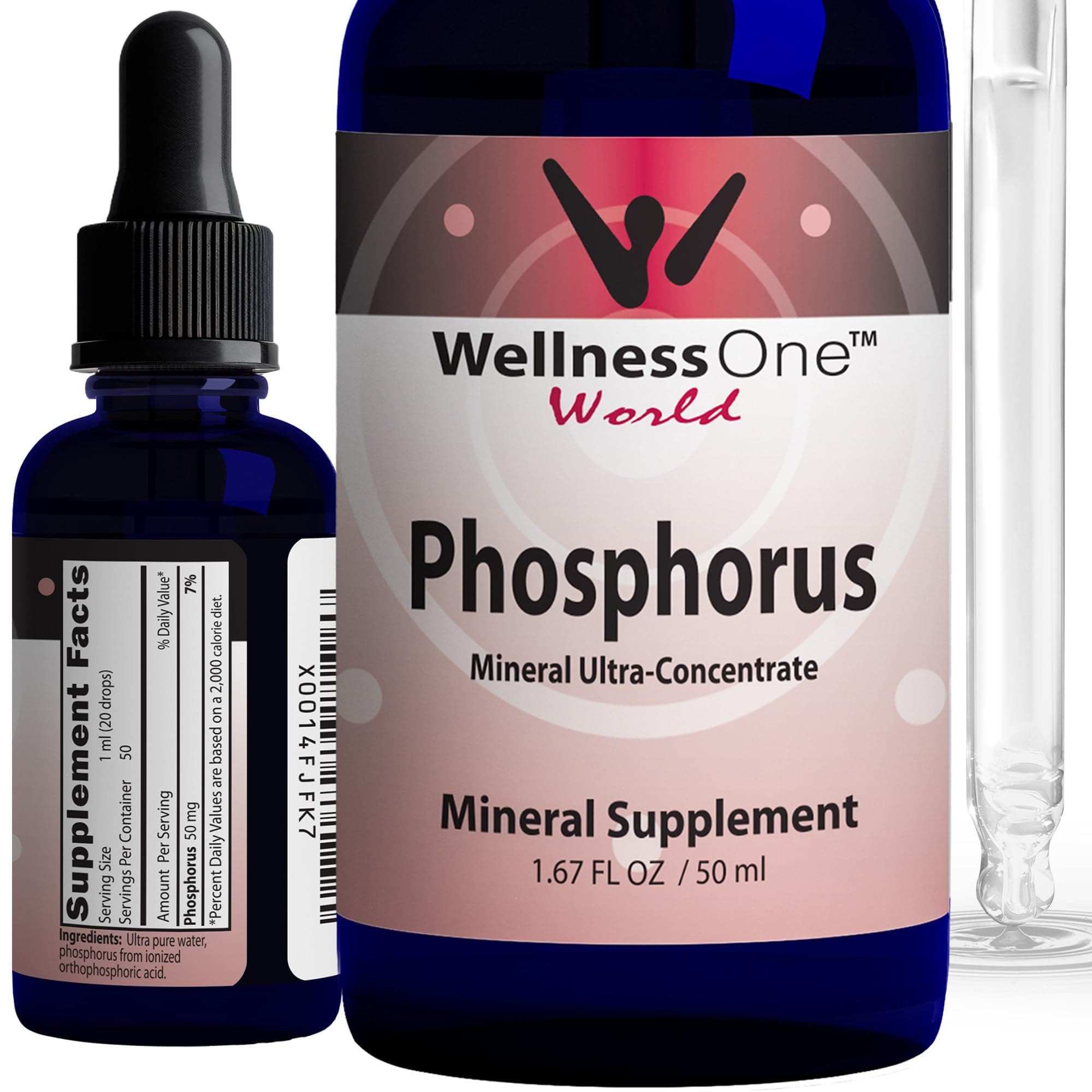 Ionic Phosphorus Supplements - Phosphorus Liquid from Ortho Phosphoric Acid for Teeth, Bone Health, & Energy Support - Non-GMO, Vegan, Gluten Free - 1.67 fl oz