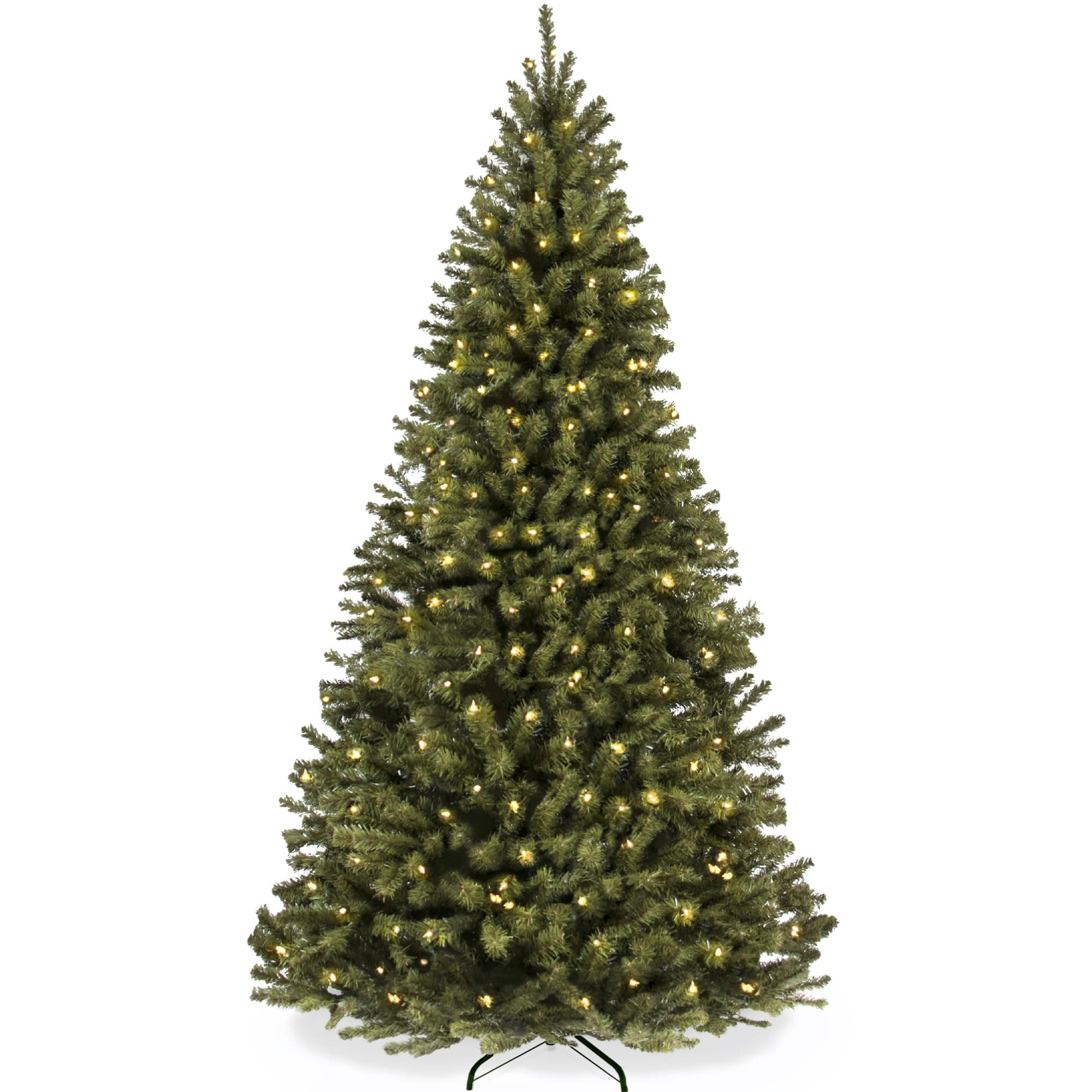 Artificial Christmas Tree, 7.5ft Premium Pre-Lit Realistic Spruce Holiday Décor w/Dense Branches, Metal Base - Green Spruce