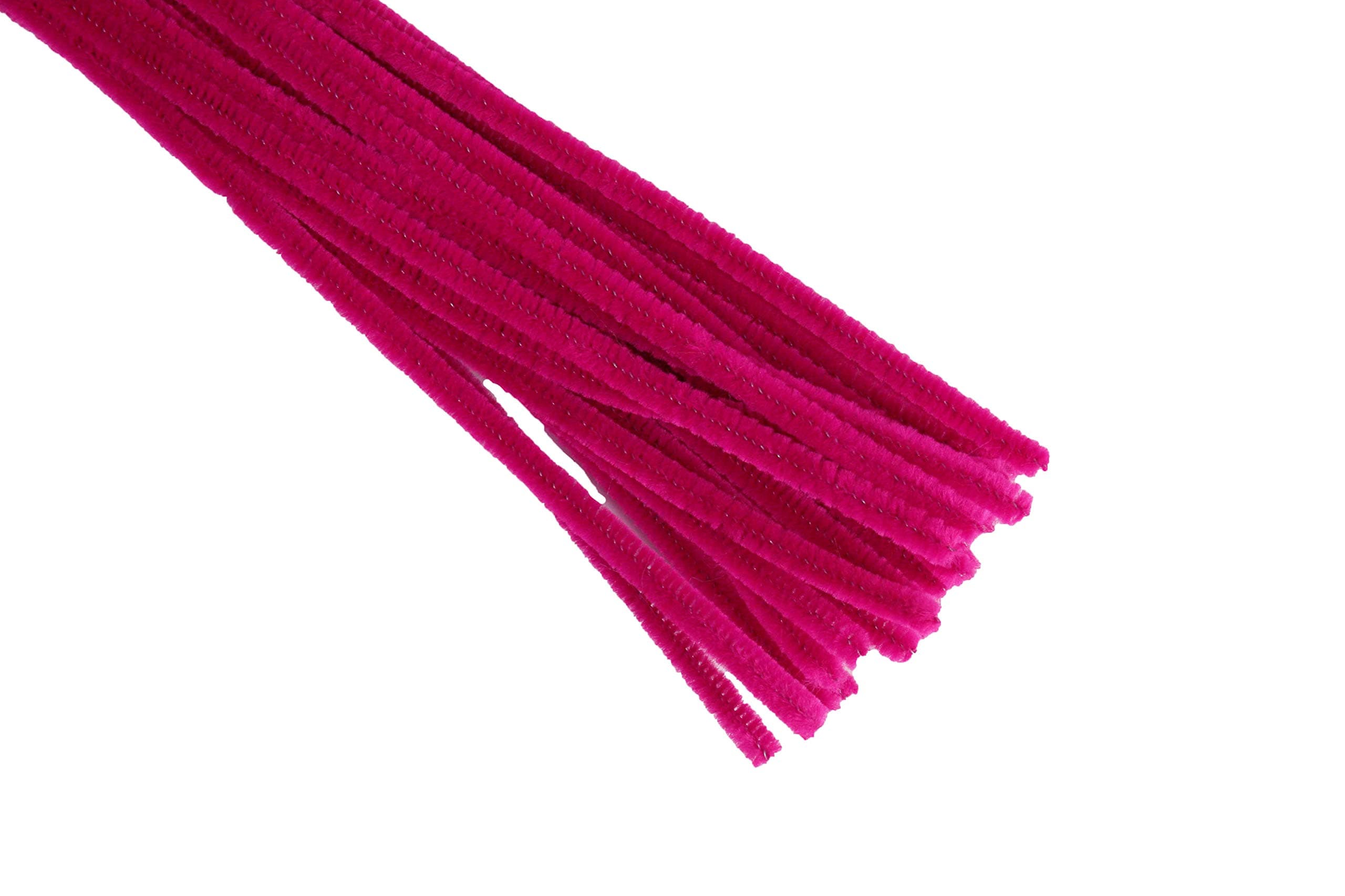 12" Plain Fuchsia Chenille (Pipe Cleaner) 6MM Stems Choose Package Amount (25)