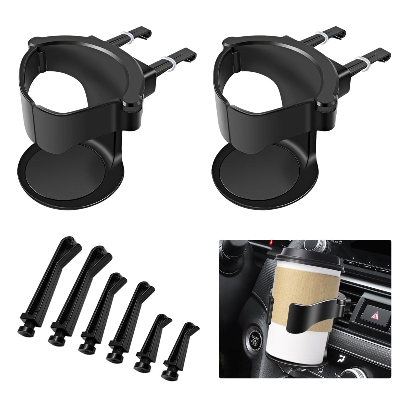 Car Cup Holder, 2 Pcs Air Vent Cup Holder for Car, Car Drinks Holder Universal Adjustable Car Vehicle Cup Holder, with Car Ventile clips, Car Cup Holder for Water Coffee Juice Bottle Stand