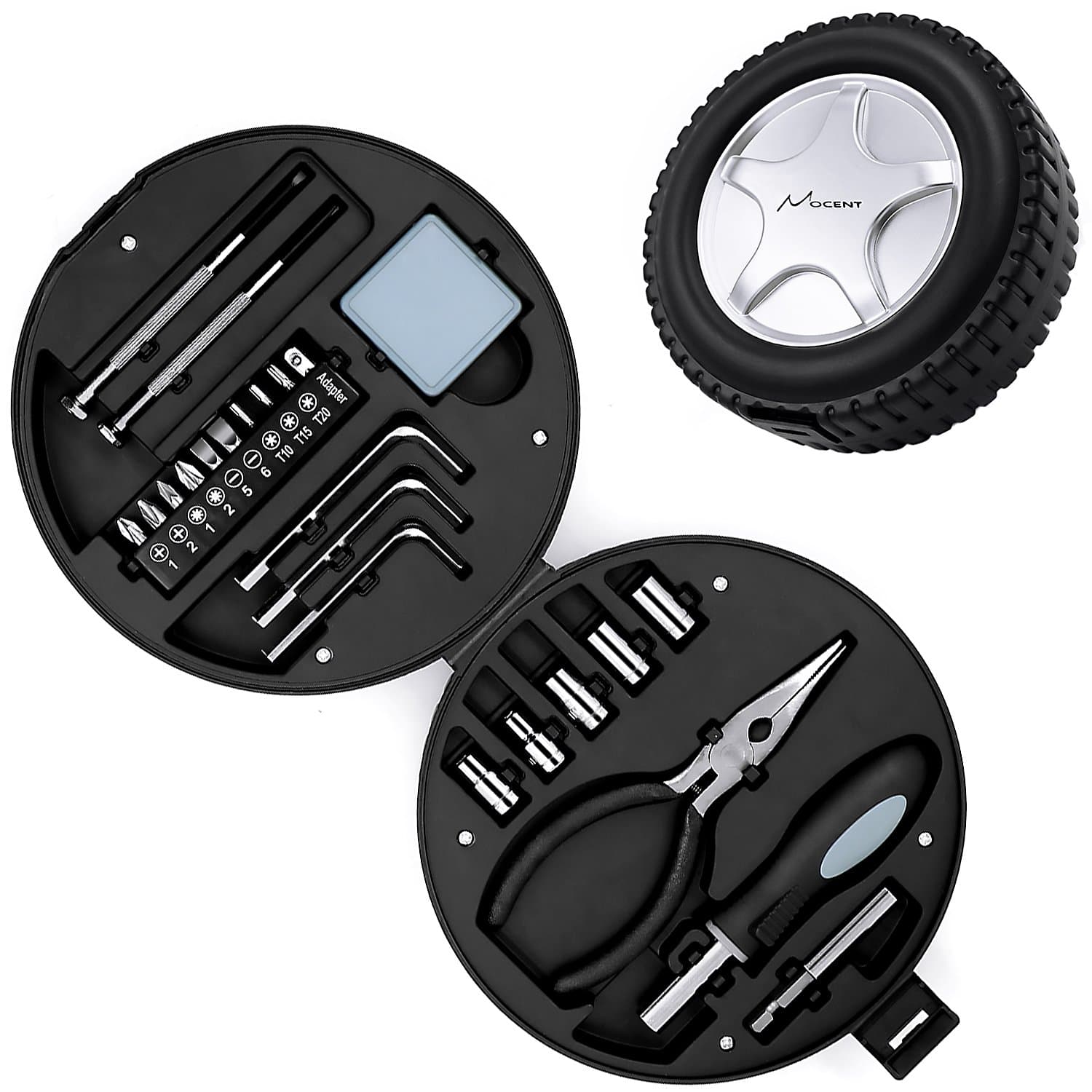 Bicycle Tool Kit,Mocent Multi-functional 24 piece Precision Screwdriver Tools Kit with Tire Shape Case for Bike Test/Repair,Home DIY