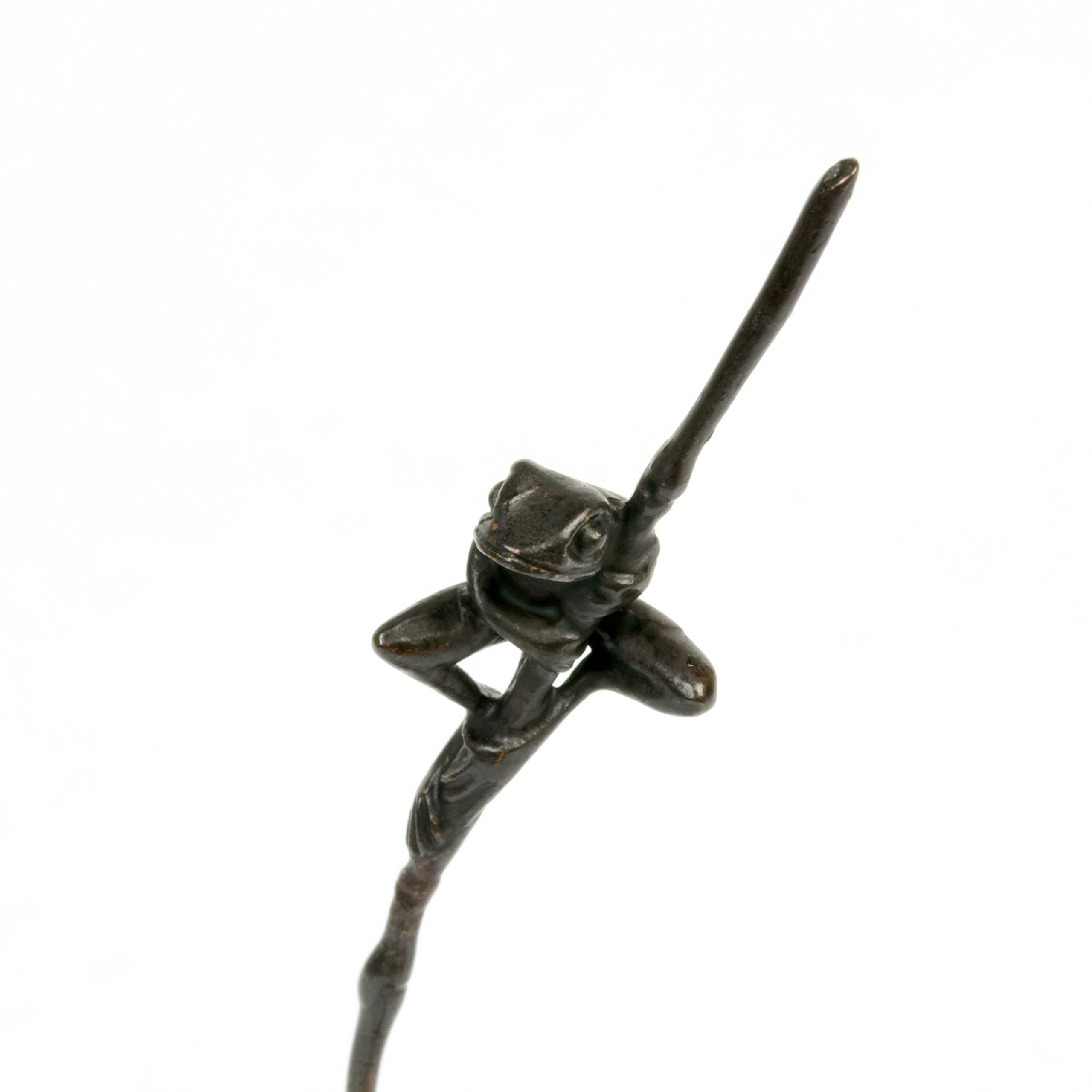 Bonsai Collection - Miniature bronze tree frog sculpture