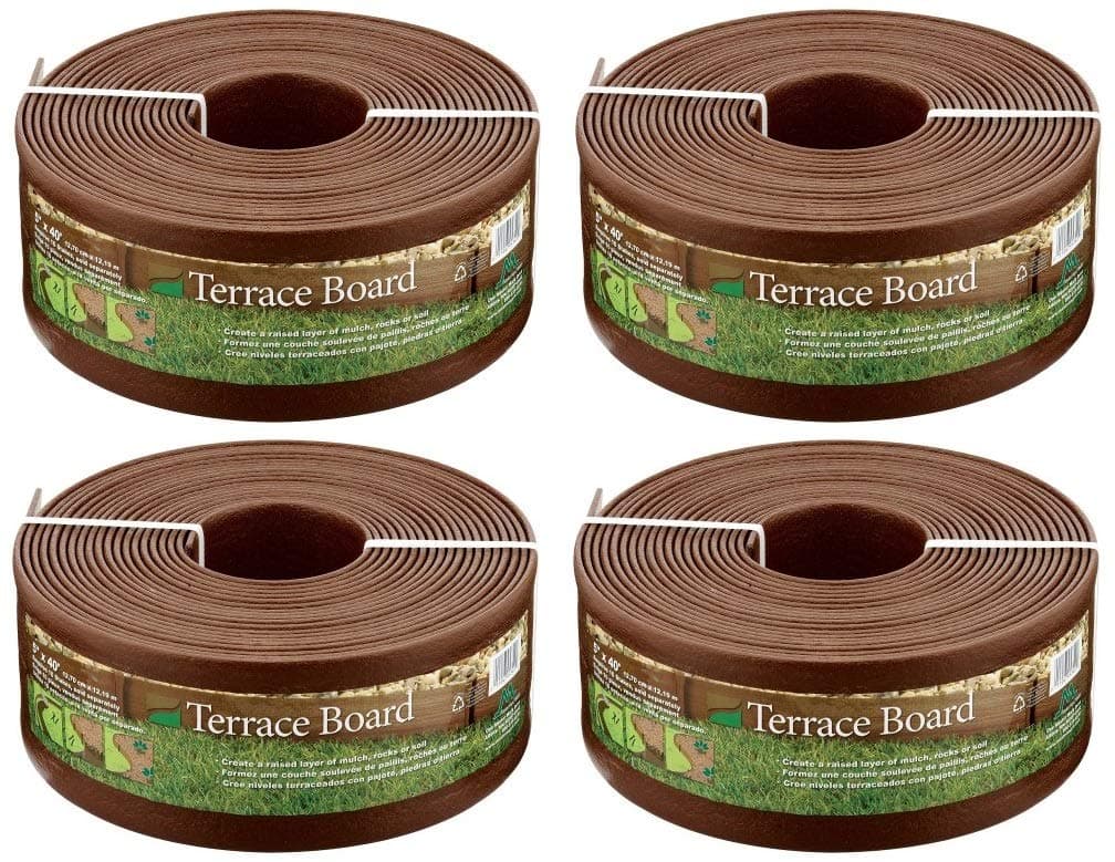 Master Mark Plastics 95340 Terrace Board Landscape Edging Coil, 5-inch x 40-Foot, Brown (Pack of 4)