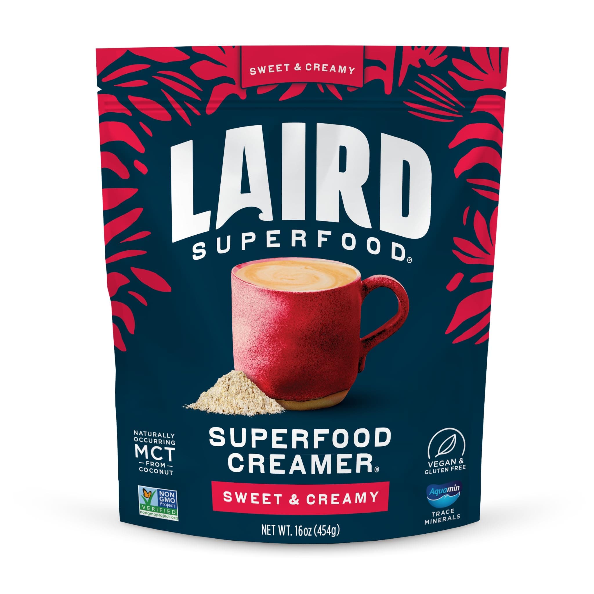 Laird Superfood Non-Dairy Superfood Creamer - Coconut Powder Coffee Creamer - Sweet & Creamy - Gluten Free, Non-GMO, Vegan - 16 oz. Bag, Pack of 1