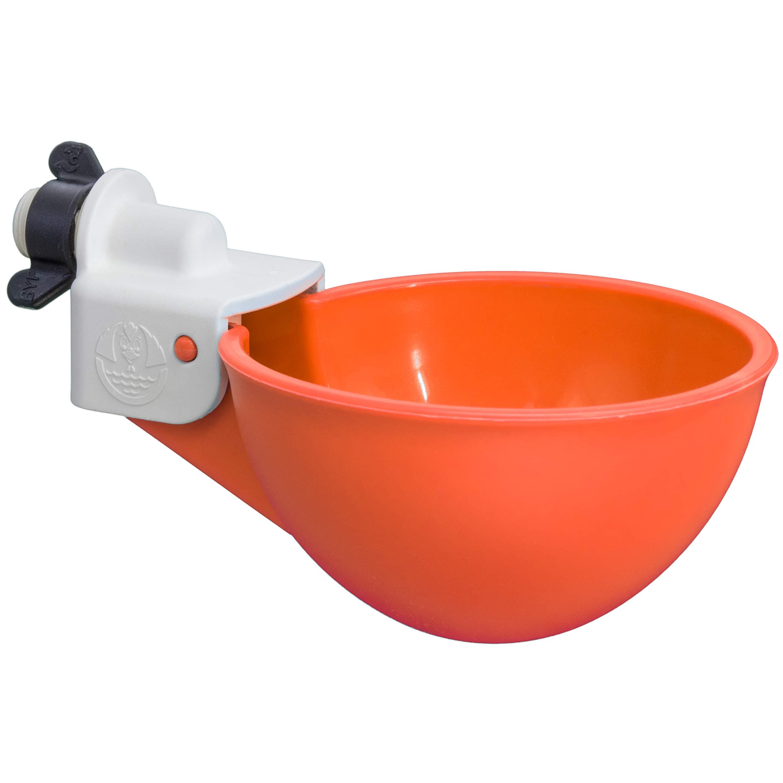 (4 Pack) The Original Oasis Chicken Watering Cups | Drill Bit and Hardware Included! | Fully Automatic Poultry Waterers | Qty: 4 (Orange)