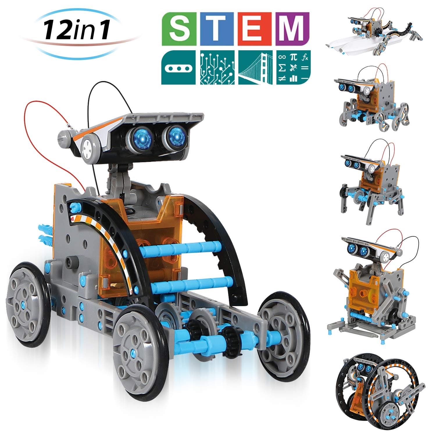 CIRO STEM Educational Solar Robot Kit 12 in 1 -190 Build pieces - Science Educational Building Toys for Age 8+ Kids and Teens