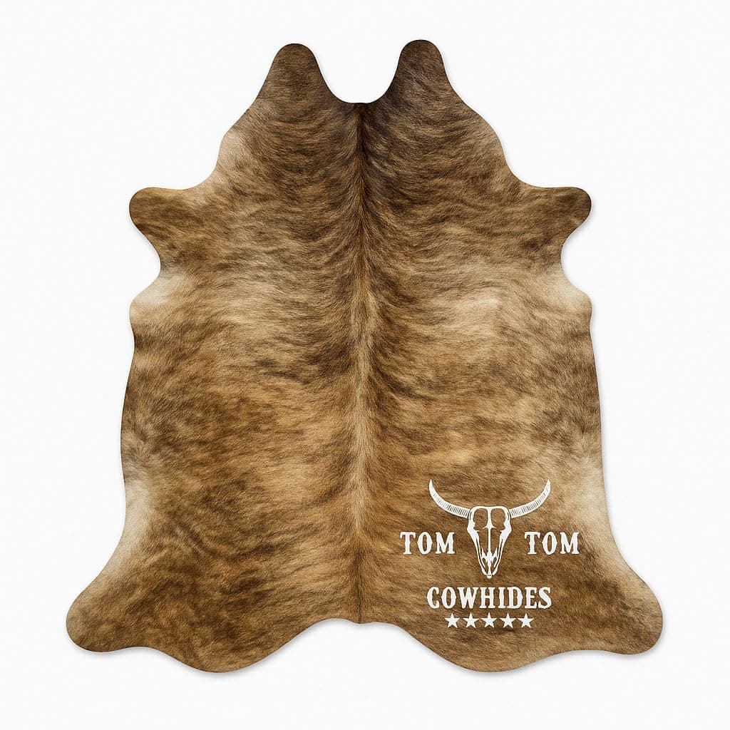 Tom Tom Cowhide Brindle Medium Cowhide Rug 100% Natural Leather Rugs 7' x '6