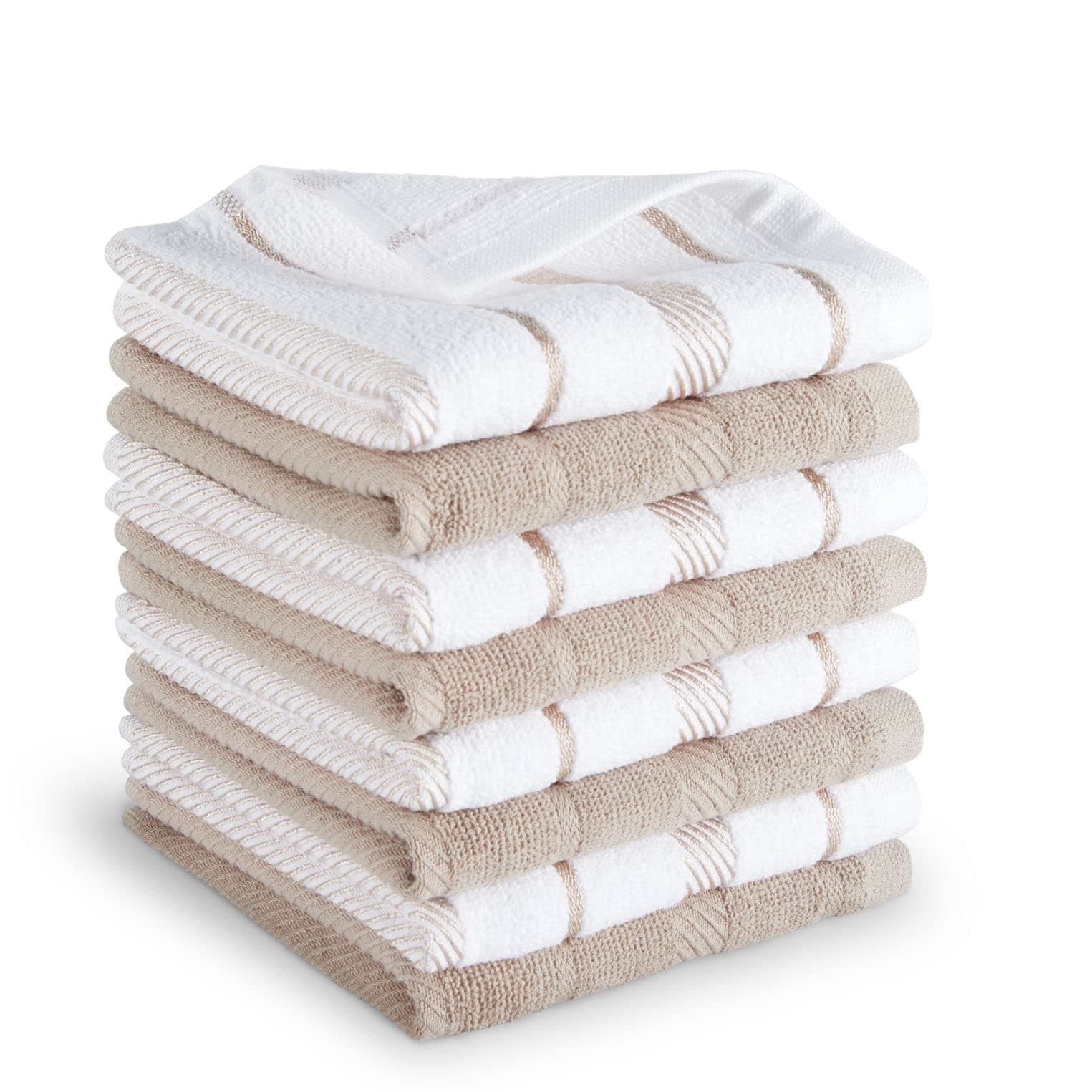 Albany Dishcloth 8 Pack Set, Milkshake/White, 12"x12"